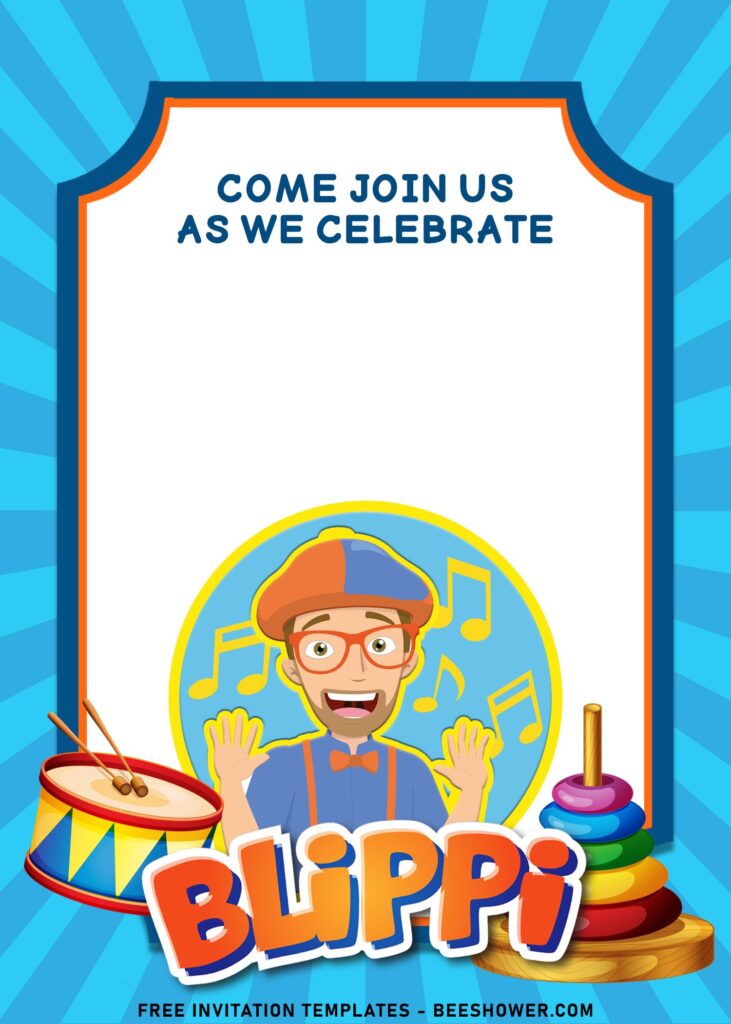 7+ Endearing Blippi Kids Birthday Party Invitation Templates with Blippi cartoon graphic