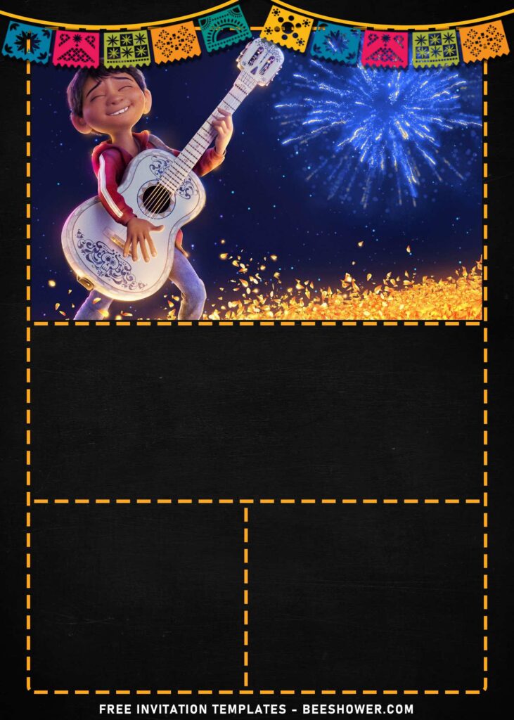 7+ Lovable Disney Pixar Coco Birthday Invitation Templates with Miguel plays his guitar
