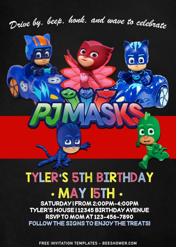 7+ Personalized PJ Masks Drive By Party Invitation Templates