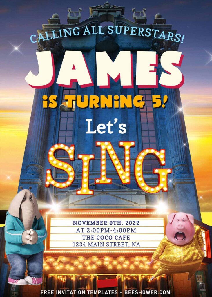 9+ Blissful Movie Night Sing 2 Party Invitation Templates For Your Kid's Birthday