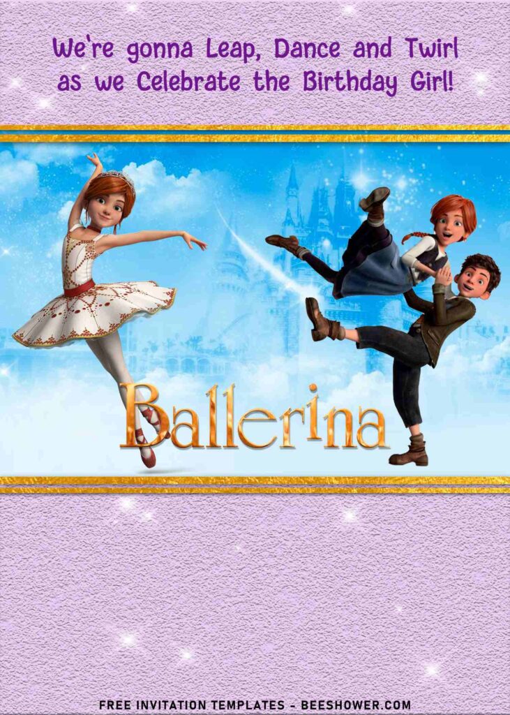 7+ Sparkling Glitter Leap Ballerina Birthday Invitation Templates with Felicie Milliner