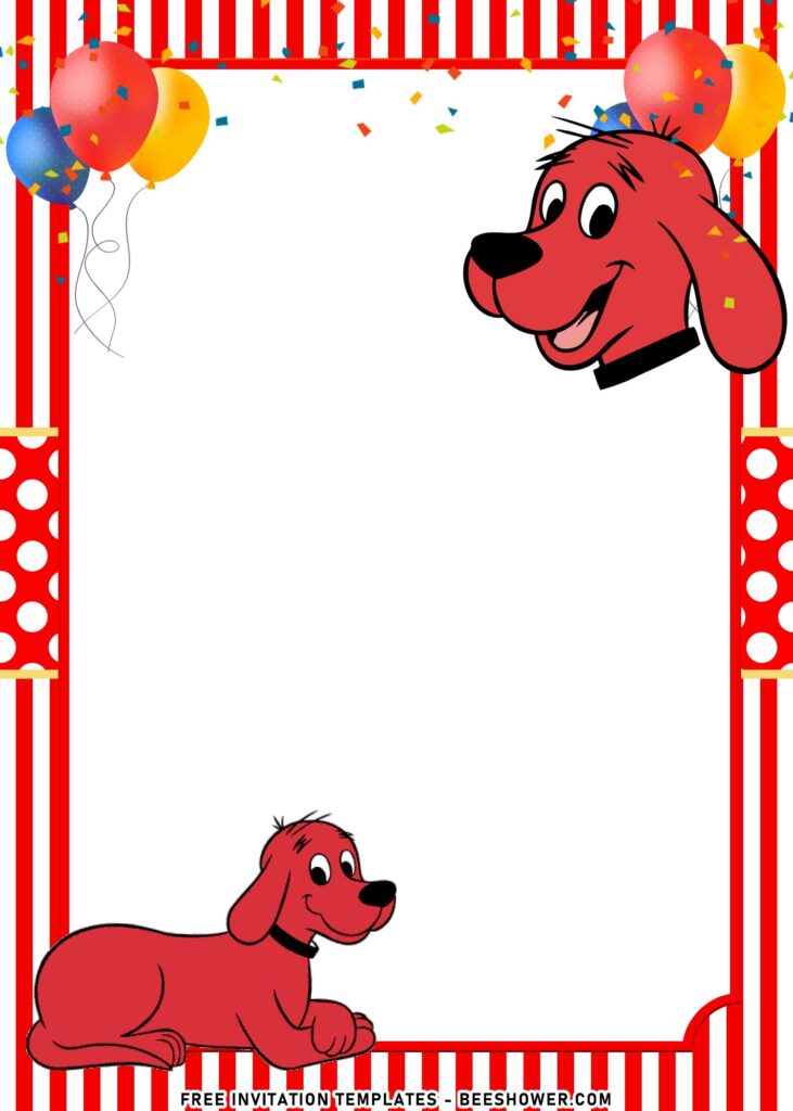 8+ Joyful Classic Clifford The Big Red Dog Birthday Invitation Templates with balloons