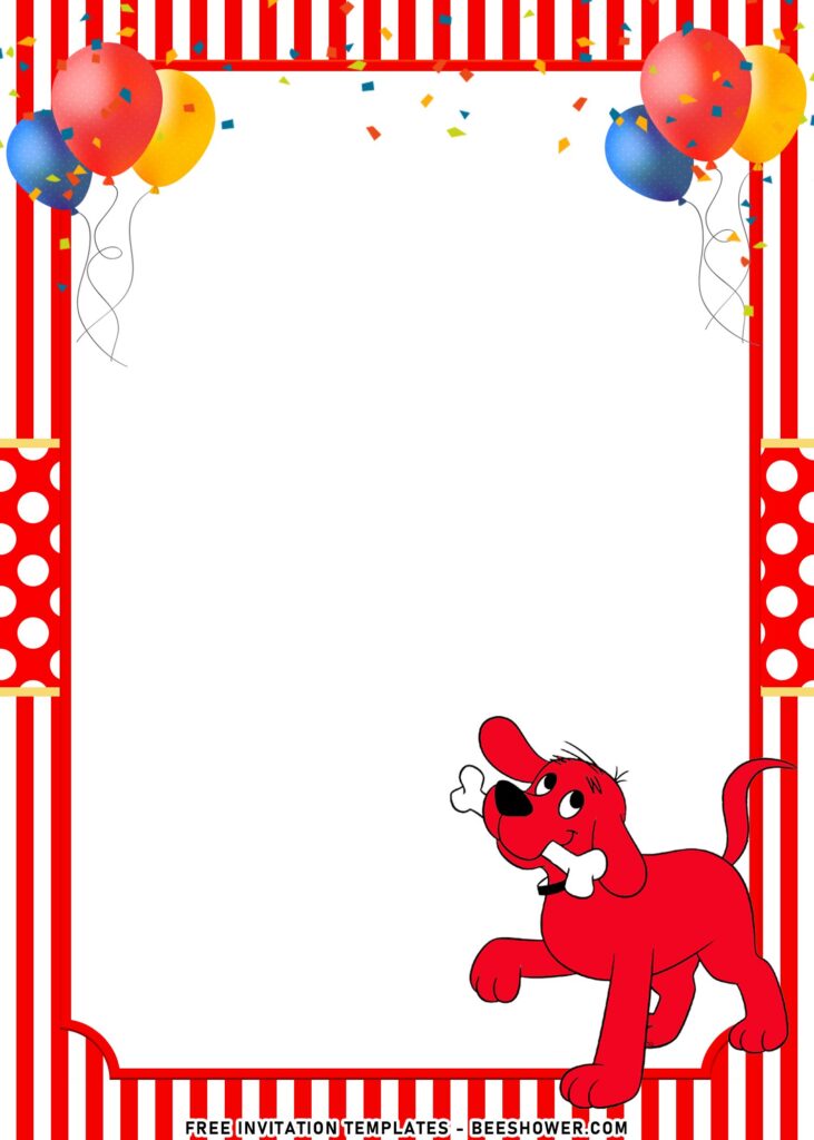 8+ Joyful Classic Clifford The Big Red Dog Birthday Invitation Templates with Clifford munching bone