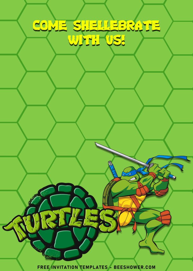 8+ Fun TMNT Ninja Turtle Shellebration Birthday Invitation Templates with Leonardo