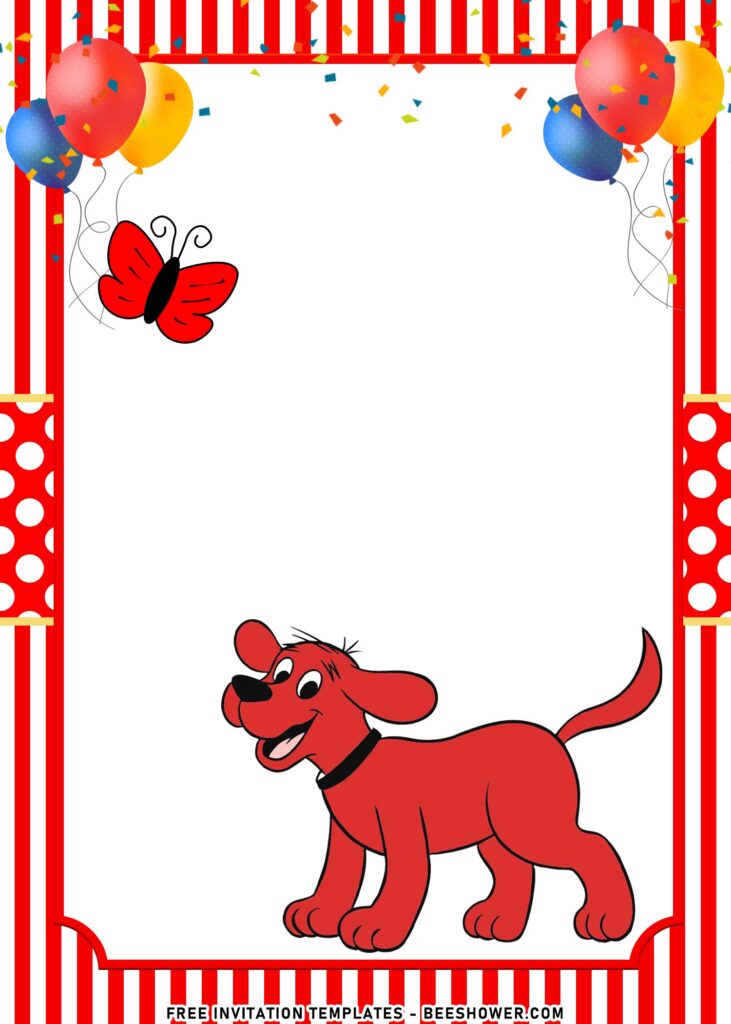8+ Joyful Classic Clifford The Big Red Dog Birthday Invitation Templates with cute background