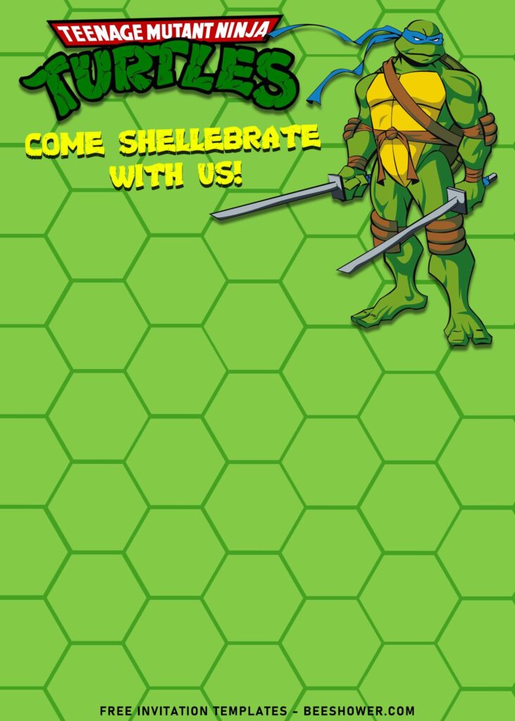 8+ Fun TMNT Ninja Turtle Shellebration Birthday Invitation Templates with Leonardo