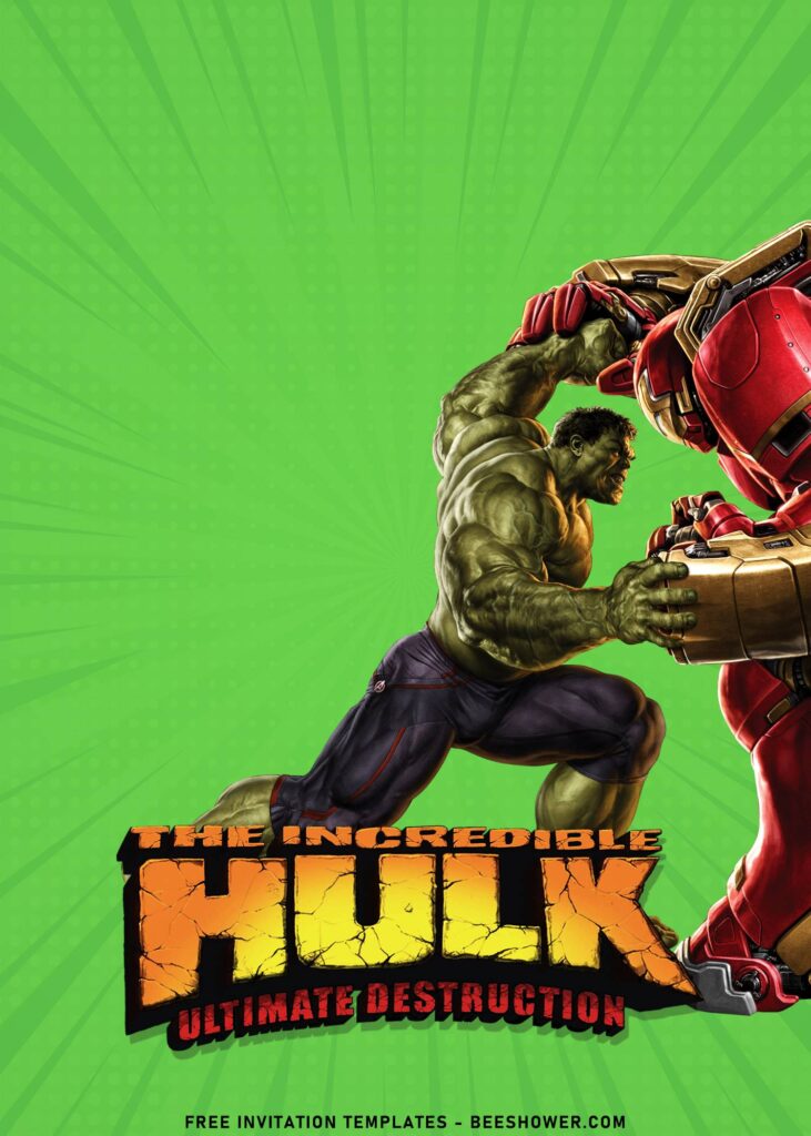 9+ Custom Incredible Hulk Themed Birthday Invitation Templates with incredible Hulk fight with Hulkbuster