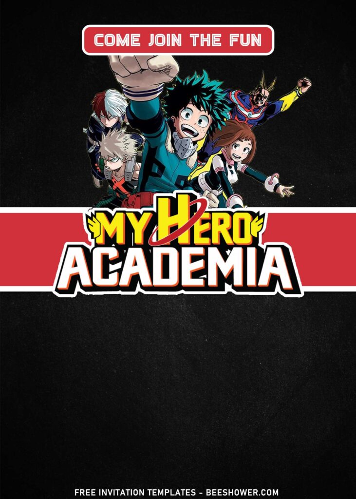 9+ Super Epic Anime My Hero Academia Birthday Invitation Templates with 
