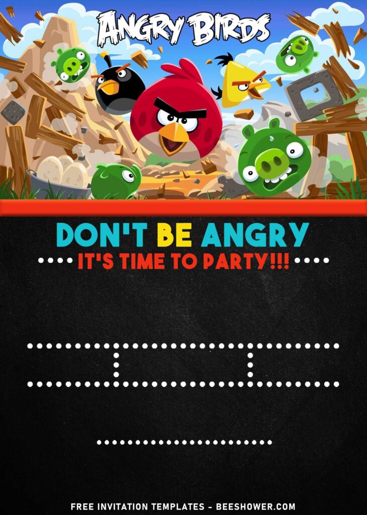 9+ Cheerful Chalkboard Angry Birds World Birthday Invitation Templates with Mighty Eagle And Bubbles