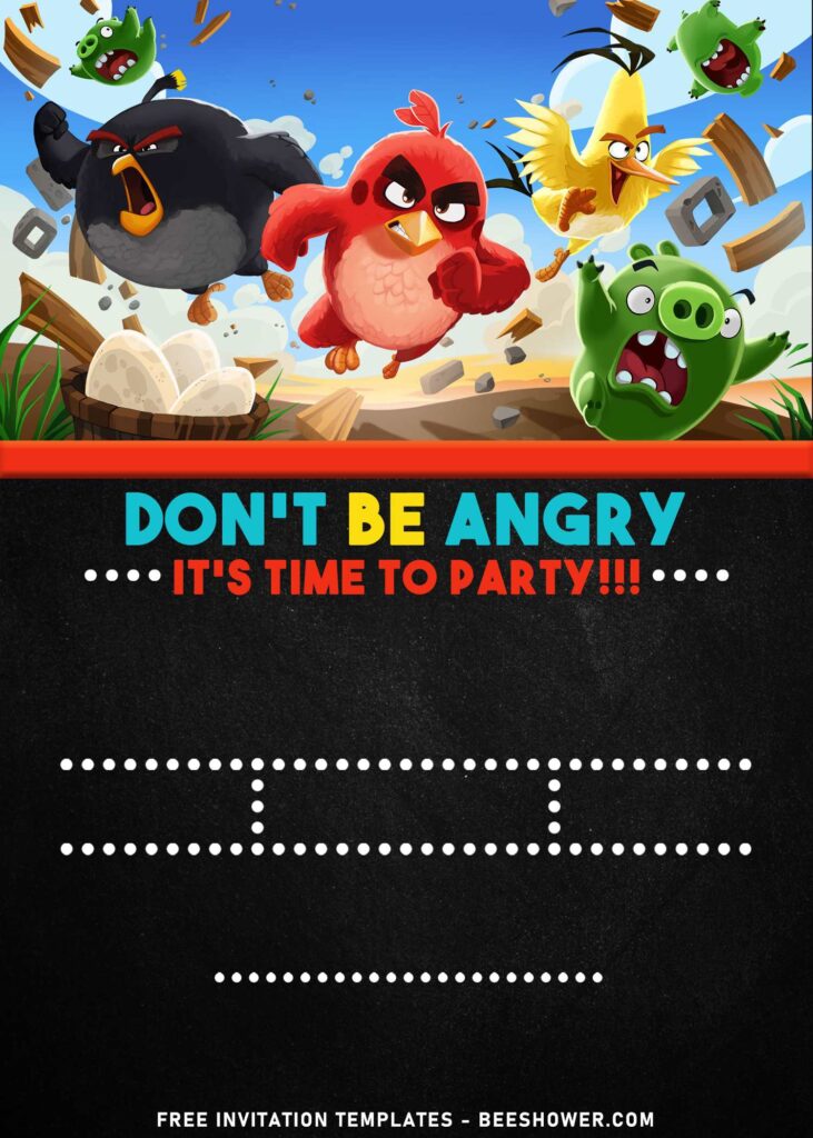 9+ Cheerful Chalkboard Angry Birds World Birthday Invitation Templates with The Evil Naughty Pig and Terrence