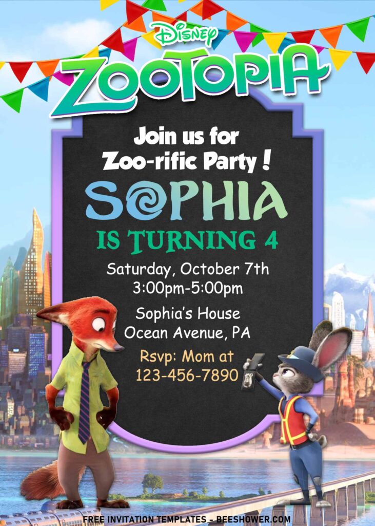 9+ Cute Animal Themed Zootopia Birthday Invitation Templates