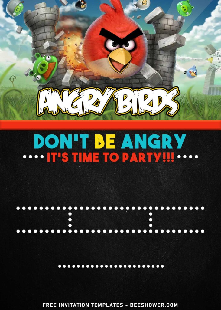 9+ Cheerful Chalkboard Angry Birds World Birthday Invitation Templates with Red and Chuck