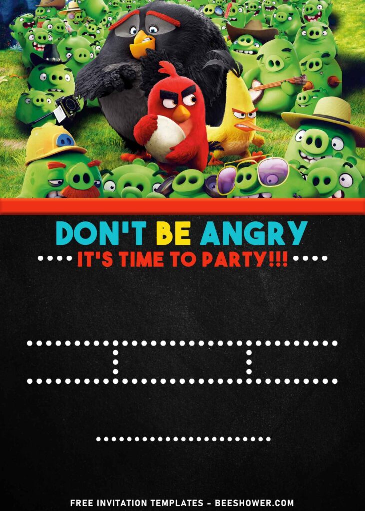 9+ Cheerful Chalkboard Angry Birds World Birthday Invitation Templates with Bomb and Matilda