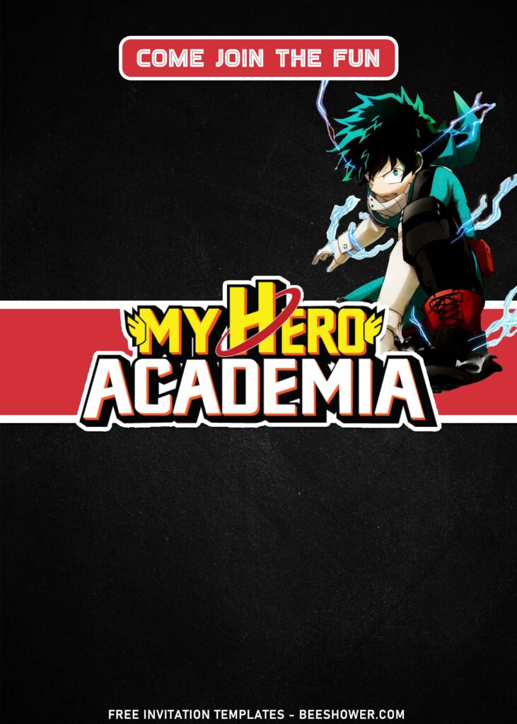 9+ Super Epic Anime My Hero Academia Birthday Invitation Templates with chalkboard background