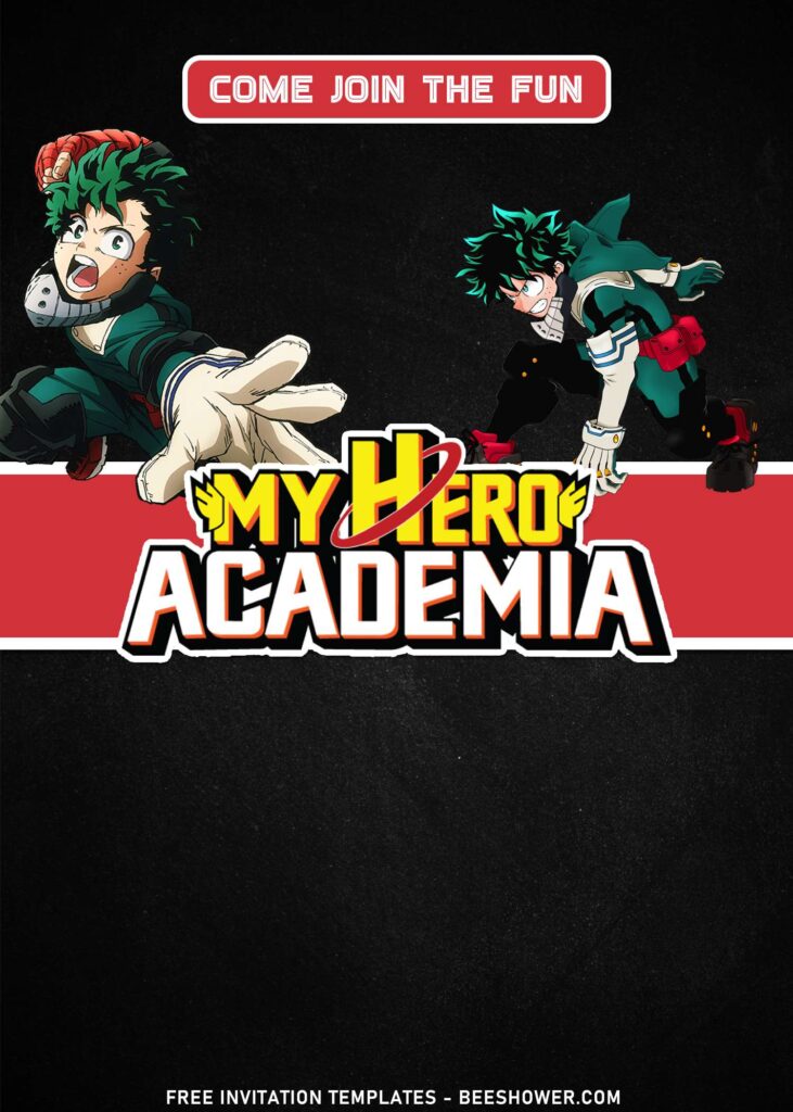 9+ Super Epic Anime My Hero Academia Birthday Invitation Templates with Izuku Midoriya