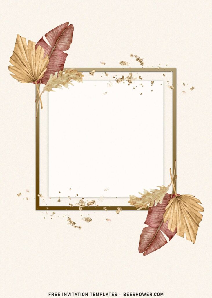 7+ Awe-Inspiring Pampas Grass Invitation Templates For Any Celebrations with tropical leaves
