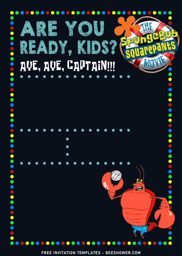 7+ Party Like SpongeBob SquarePants Kids Birthday Invitation Templates with Larry the lobster