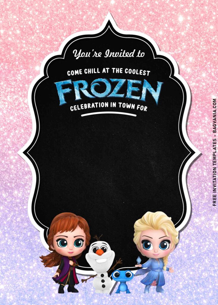 9+ Fun Winter Birthday Invitation Templates With Disney Frozen in cute Chiby drawing