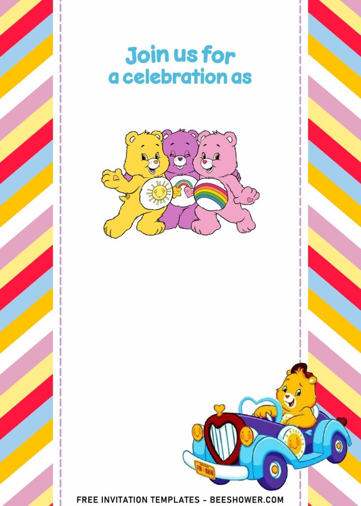 7+ Happy Care Bears Kids Birthday Invitation Templates with sunny bear