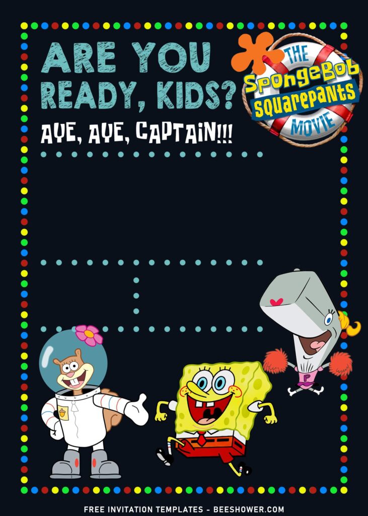 7+ Party Like SpongeBob SquarePants Kids Birthday Invitation Templates with Sandy Cheek