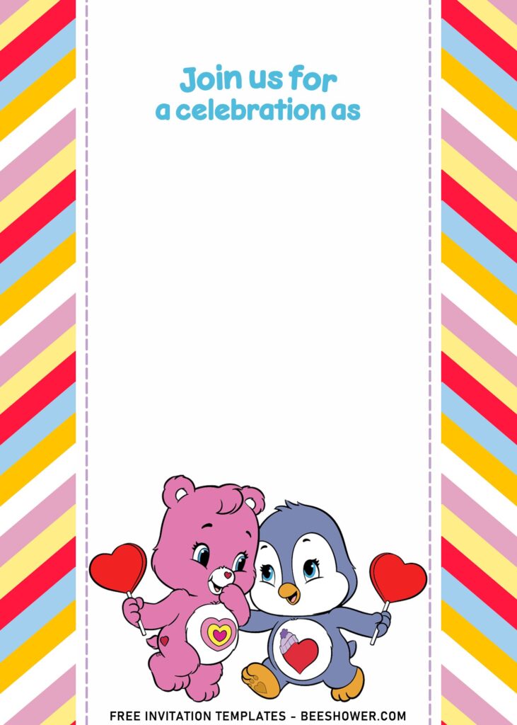 7+ Happy Care Bears Kids Birthday Invitation Templates with birthday bear
