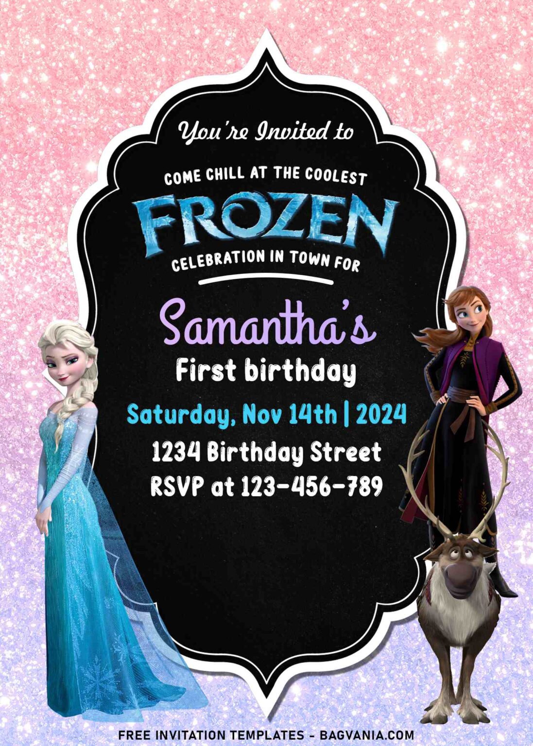 9+ Glitter Princess Birthday Invitation Templates With Disney Frozen ...