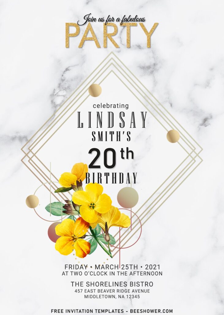 8+ Ethereal Modern Marble And Floral Birthday Invitation Templates