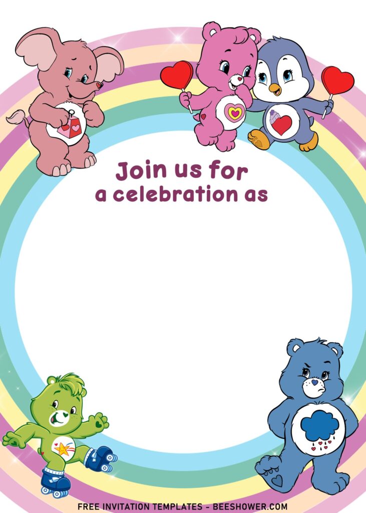 8 Charming Care Bears Birthday Invitation Templates - Downloadable 9+ Sparkling Cute Bears Birthday Invitation Templates For Toddlers - Template No. 20