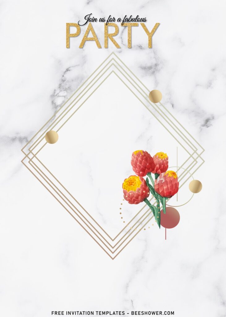8+ Ethereal Modern Marble And Floral Birthday Invitation Templates with 