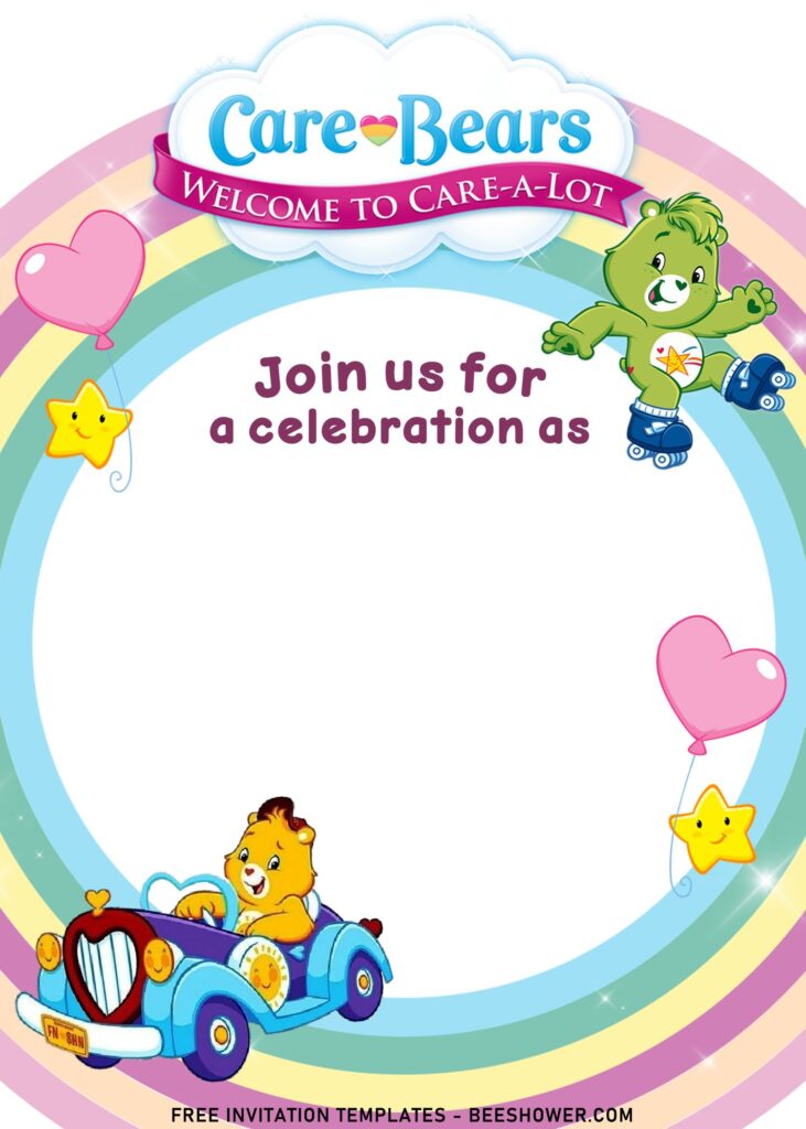 9+ Sparkling Cute Bears Birthday Invitation Templates For Toddlers with Cute Rollerskating bear