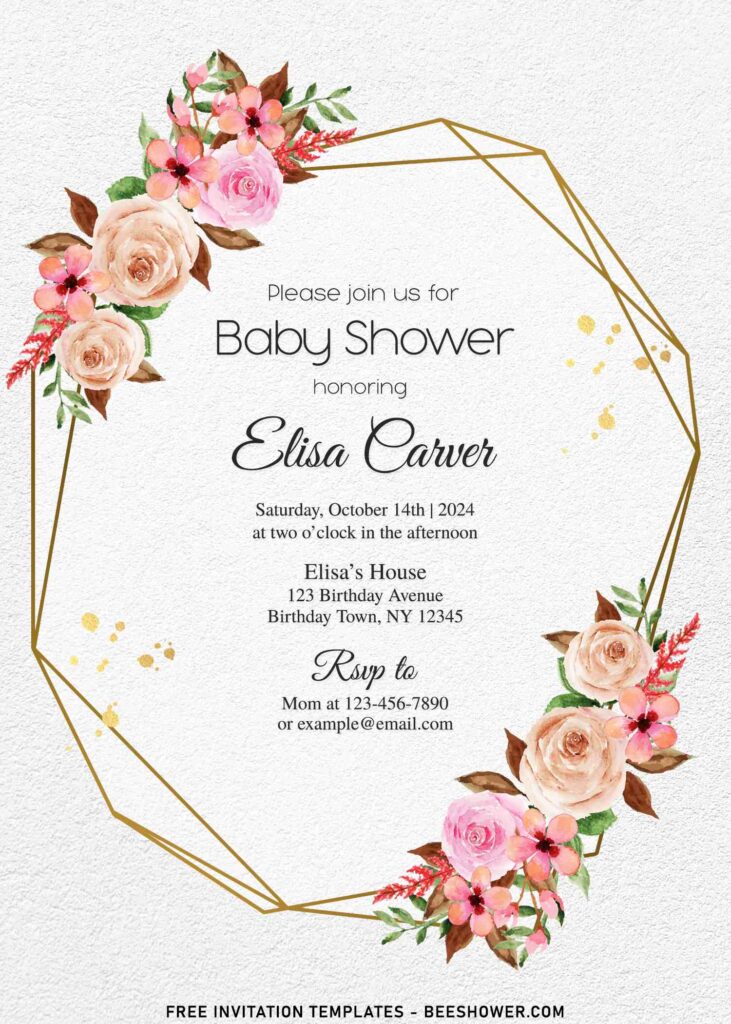 10+ Delicate Vintage Blush Garden Roses Baby Shower Invitation Templates