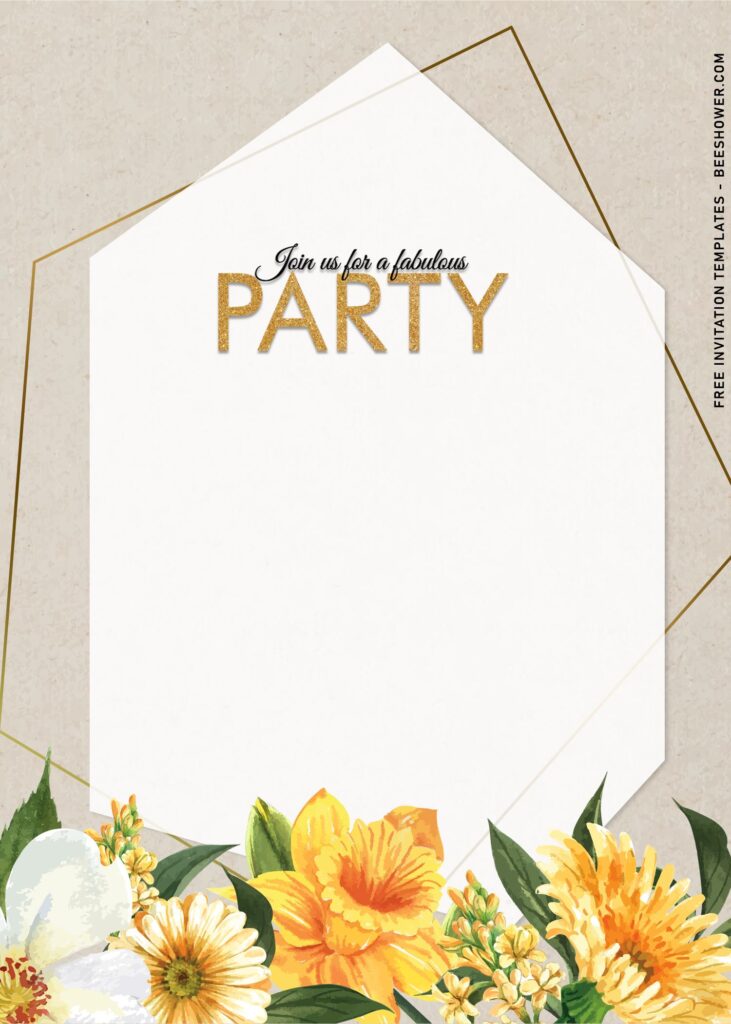 11+ Insanely Beautiful Bright Flowers Birthday Invitation Templates with watercolor sunflower
