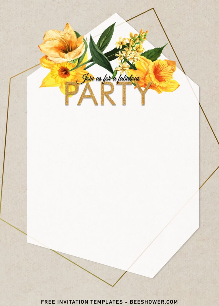 11+ Insanely Beautiful Bright Flowers Birthday Invitation Templates with modern geometric designs