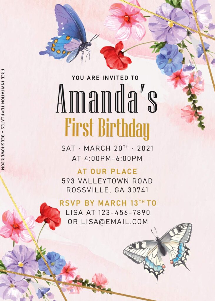 7+ Striking Floral Birthday Invitation Templates With Periwinkle And Magnolia