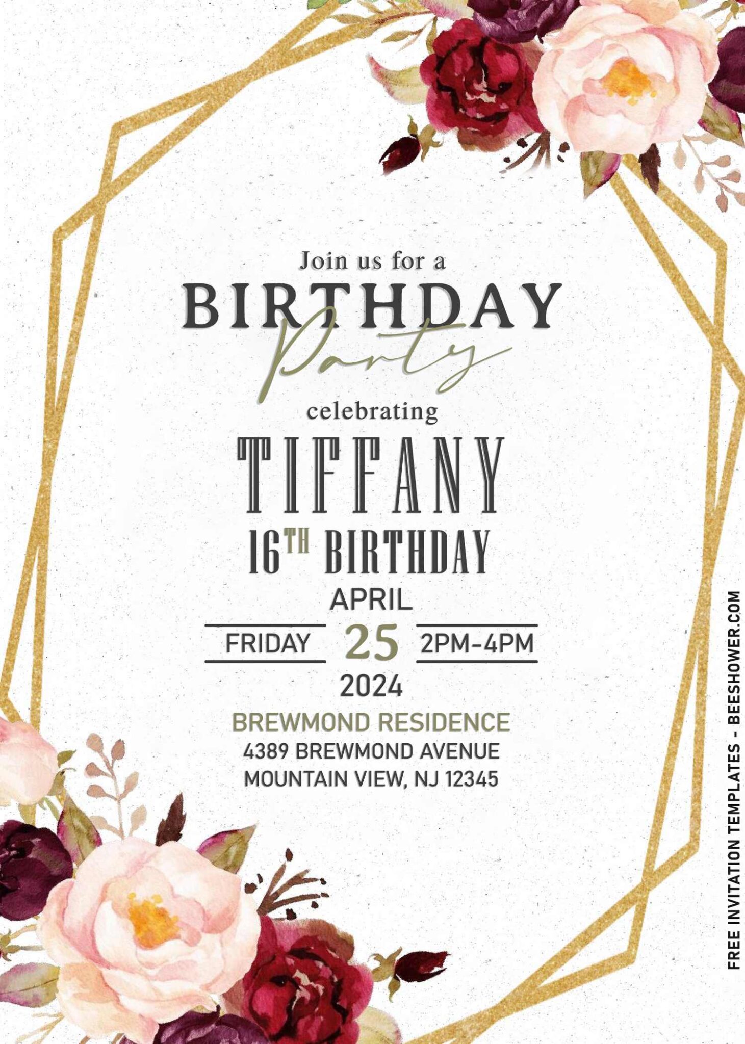 7+ Cottage Wildflowers Sixteenth Birthday Invitation Templates | Beeshower