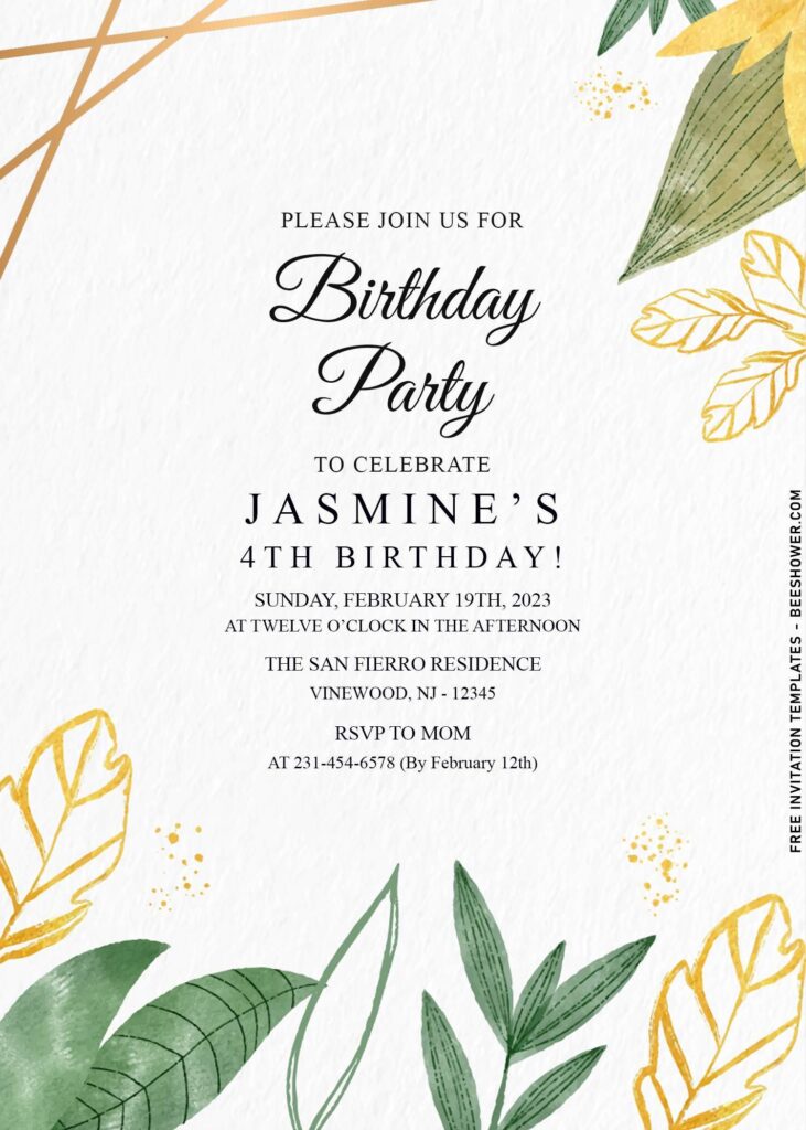 7+ Dried Foliage Gold Birthday Invitation Templates For Summer Events