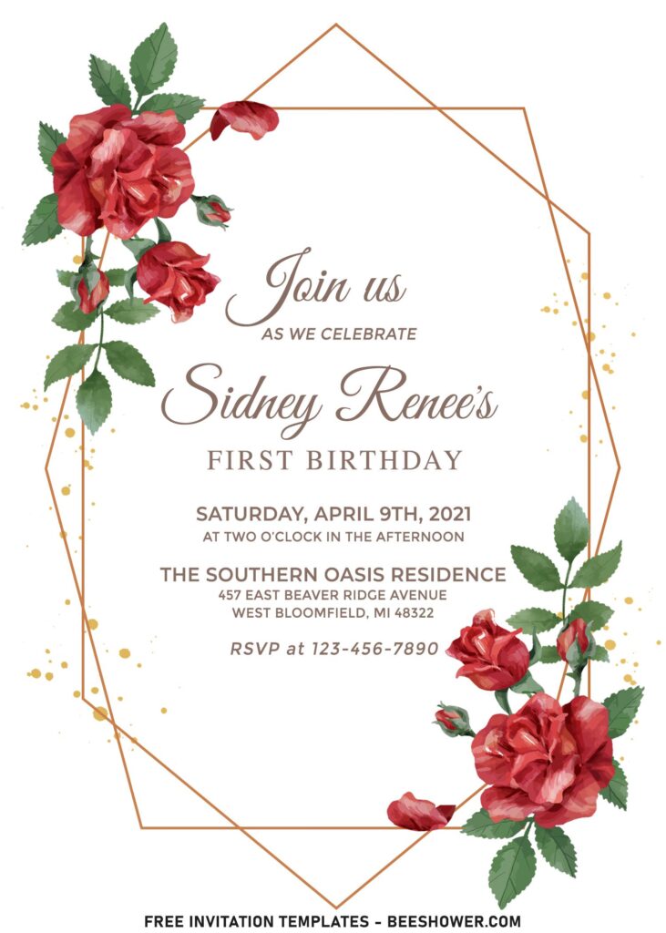 7+ Dripping Romantic Red Rose Floral Invitation Templates