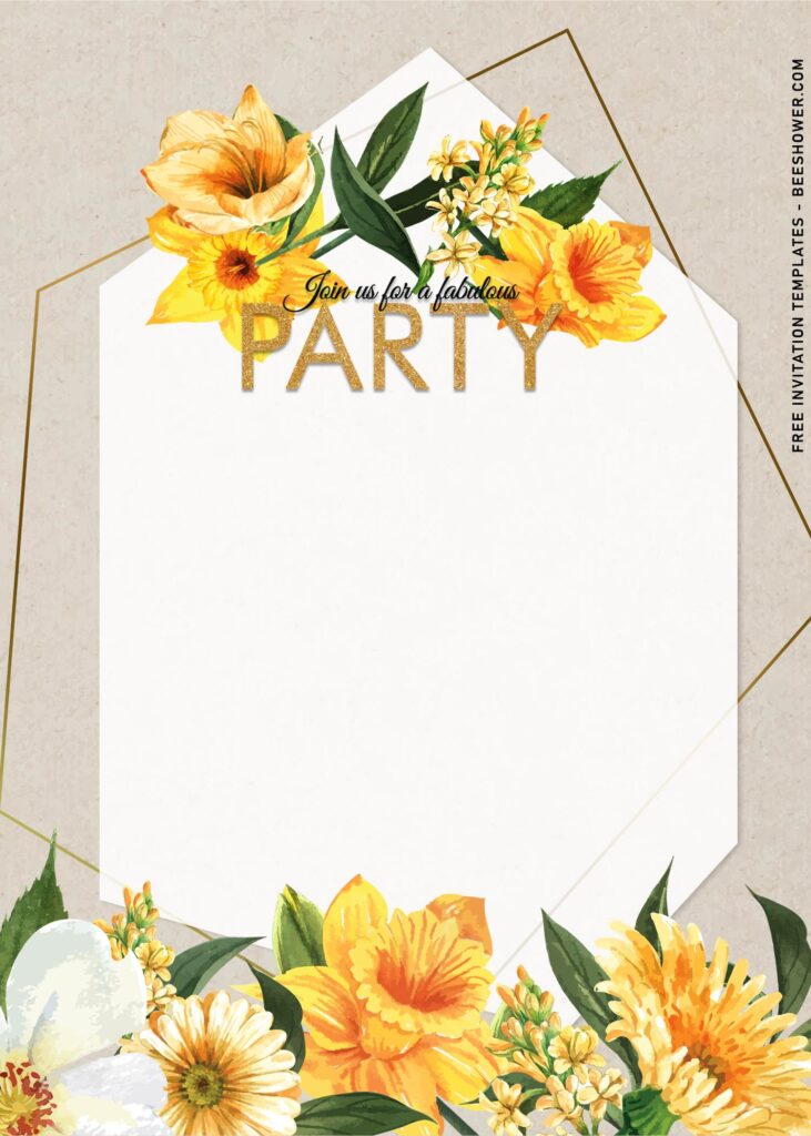 11+ Insanely Beautiful Bright Flowers Birthday Invitation Templates with rustic cardstock paper like background