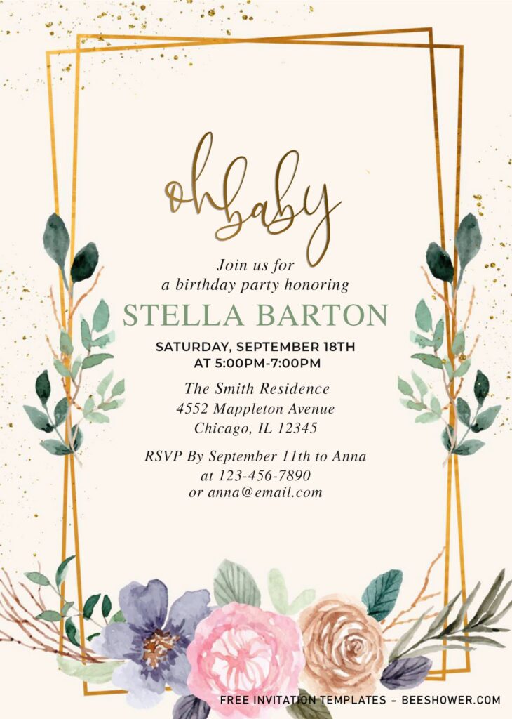 9+ Modern Floral Twigs Baby Shower Invitation Templates