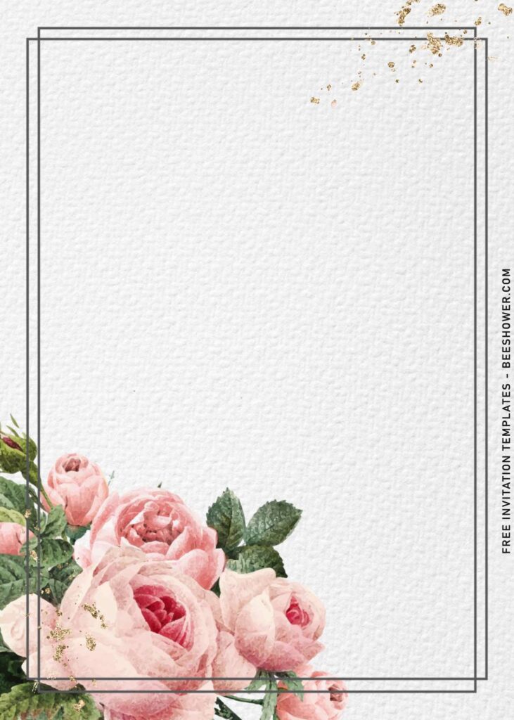 8+ Chic Blush Garden Rose Invitation Templates For A Fresh Modern Look with geometric frame