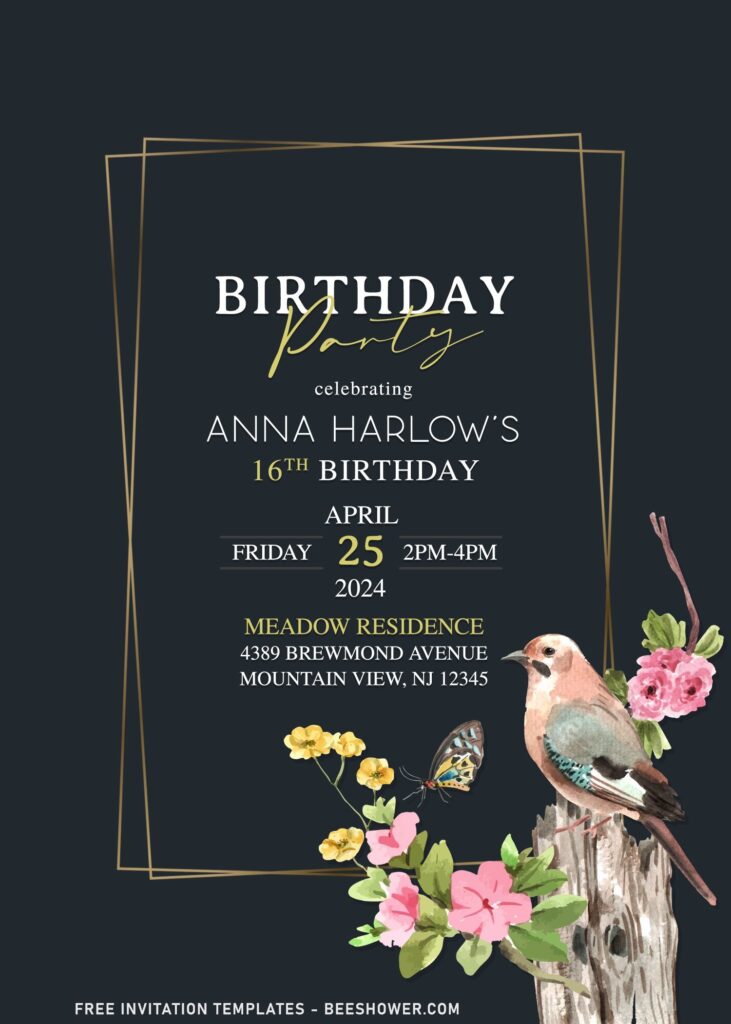 9+ Alluring Spring Flower And Bird Birthday Invitation Templates