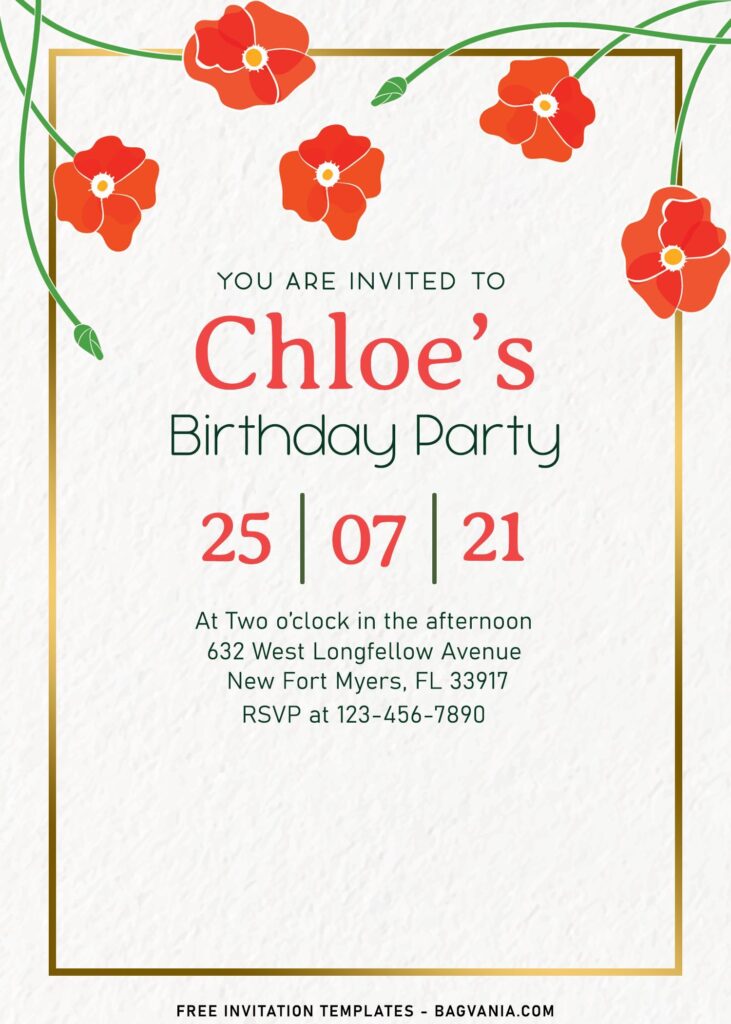 10+ Simple Poppy Floral Baby Shower Invitation Templates