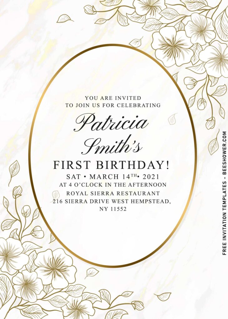 7+ Luxe Gold Floral Frame Marble Baby Shower Invitation Templates