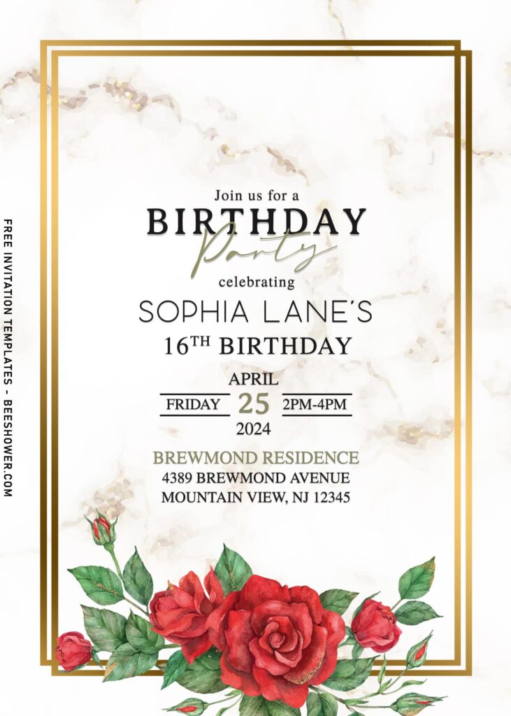 7+ Classic Elegance Marble Rose Birthday Invitation Templates