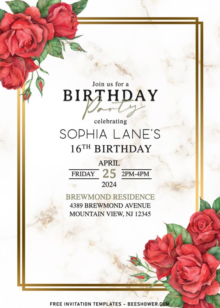 7+ Classic Elegance Marble Rose Birthday Invitation Templates