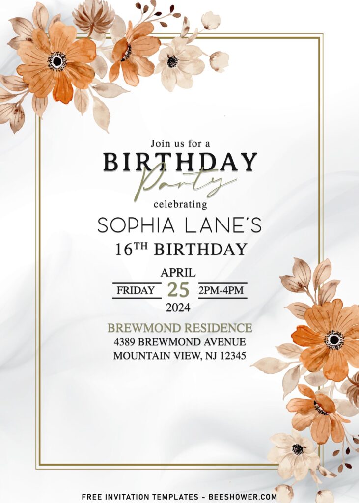 8+ Gilded Watercolor Floral Invitation Templates For Any Events