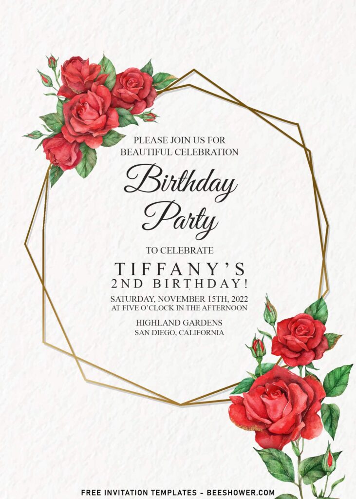 9+ Geometric Watercolor Rose Birthday Invitation Templates