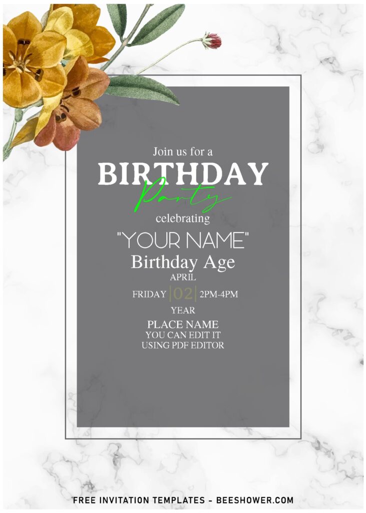 (Free Editable PDF) Whimsical Poppy & Peony Birthday Invitation Templates