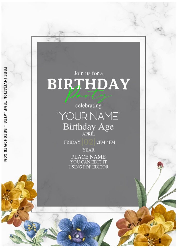 (Free Editable PDF) Whimsical Poppy & Peony Birthday Invitation Templates with greenery foliage