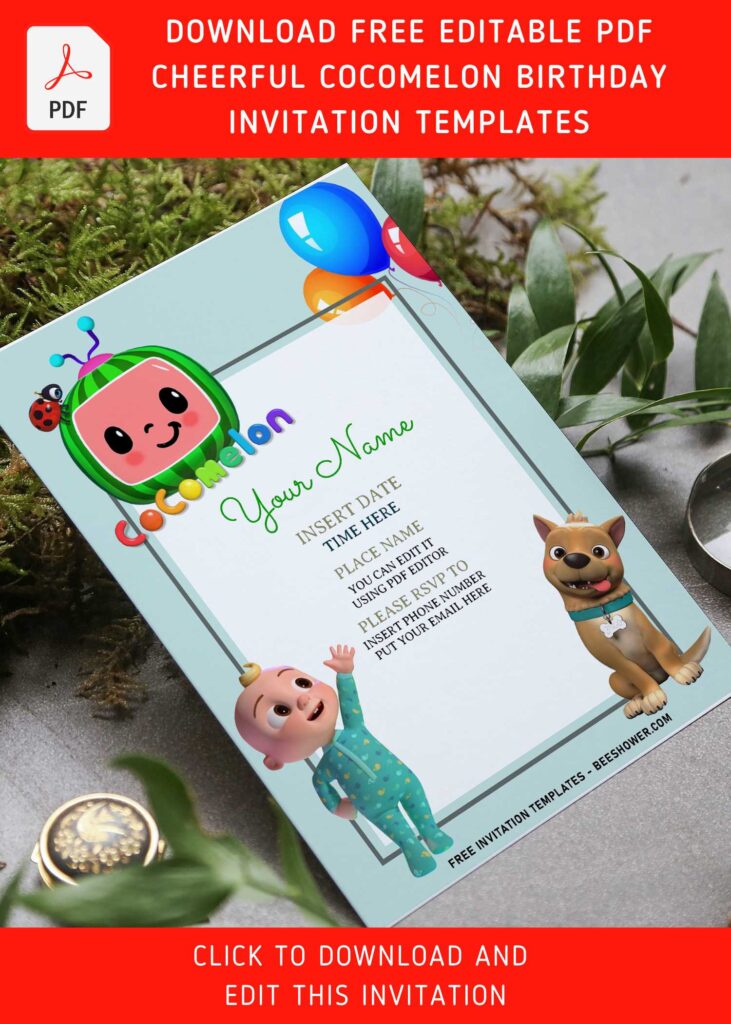 (Free Editable PDF) Simply Cute Cocomelon Birthday Invitation Templates For All Ages with cute Coco